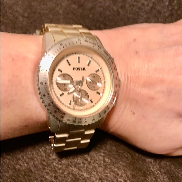 Modern Courier Chronograph Rose Gold-Tone Fossil Stainless Steel Watch - Picture 3 of 6